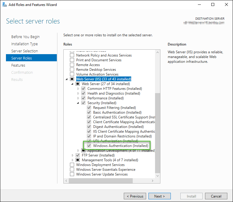 Enabling the Windows Integrated Authentication